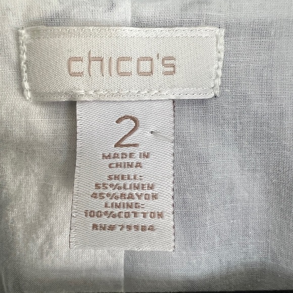 Chico’s Linen Multi Print Open Front Jacket Size 2 US Large - Picture 6 of 6